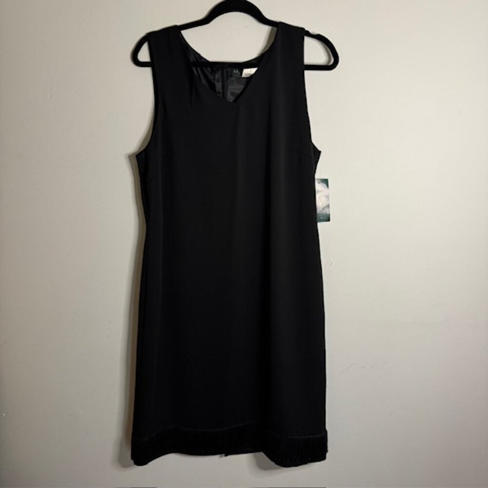Vintage Harve Benard Sleeveless Black Dress Fringe Bottom Size 12 NEW!!!
